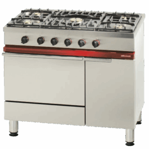 CUI_AMBASSADE_CG1051GA FOURNEAU 5 FEUX VIFS - FOUR GAZ 55I GN 1/1, 1 PLACARD