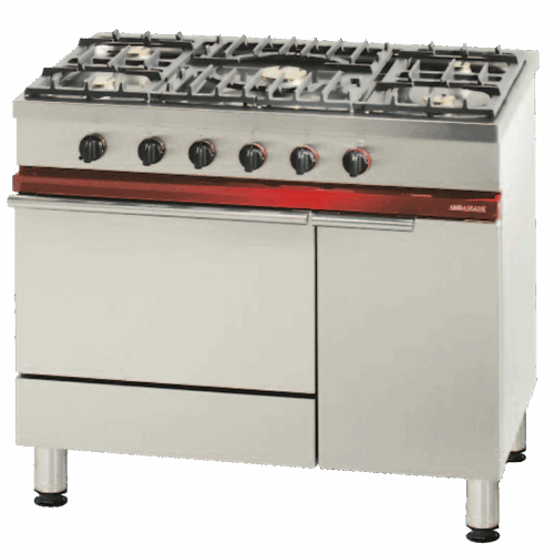 CUI_AMBASSADE_CG1051GA FOURNEAU 5 FEUX VIFS - FOUR GAZ 55I GN 1/1, 1 PLACARD