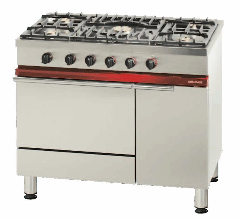 CUI_AMBASSADE_CG1051GA FOURNEAU 5 FEUX VIFS - FOUR GAZ 55I GN 1/1, 1 PLACARD