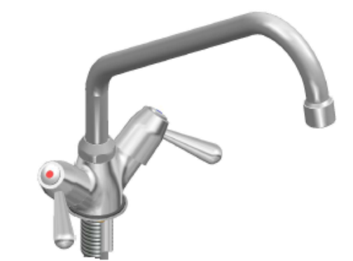 ROBINET MELANGEUR COL DE CYGNE 250MM, AVEC POIGNEES QUART DE TOUR